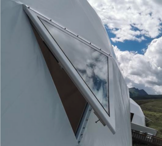 Geodesic glamping dome glass window